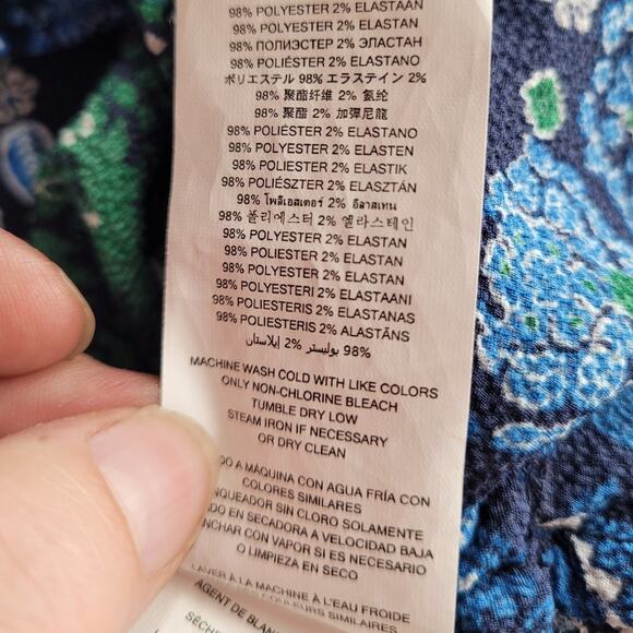 Michael Kors Paisley Floral Flutter‎ Sleeve Cinch Side Short Sleeve Blouse - Picture 12 of 14